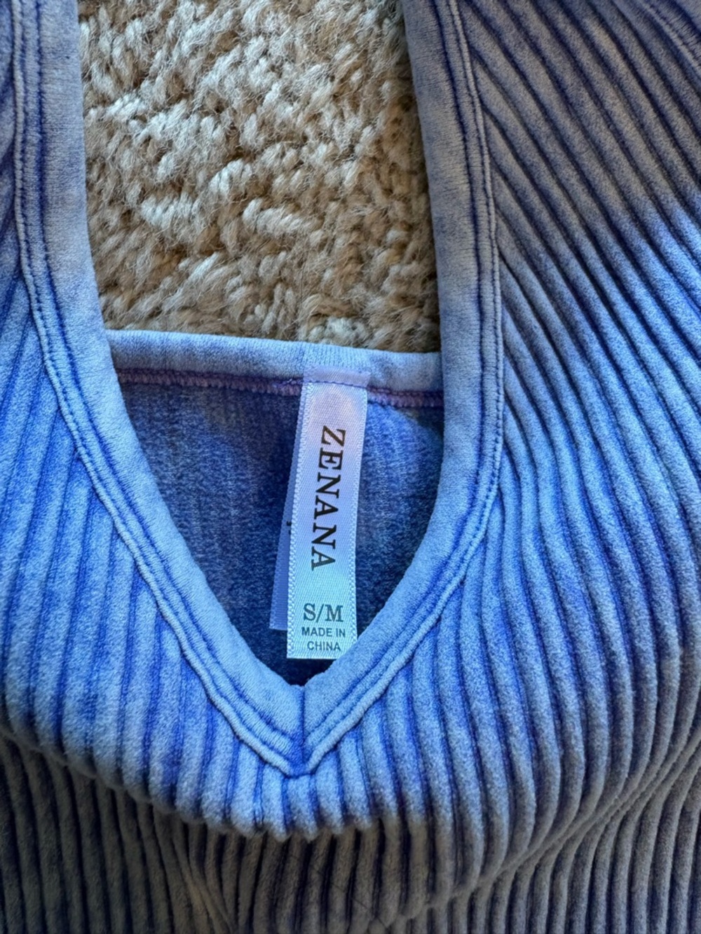 Zenana Ribbed Blue Tank - Picture 2 of 5